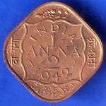 British India 1942 George VI King Half Anna Coin ANH3004