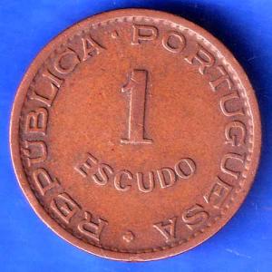 Mozambique 1 Escudo 1953 Rare Copper Coin ANH3053
