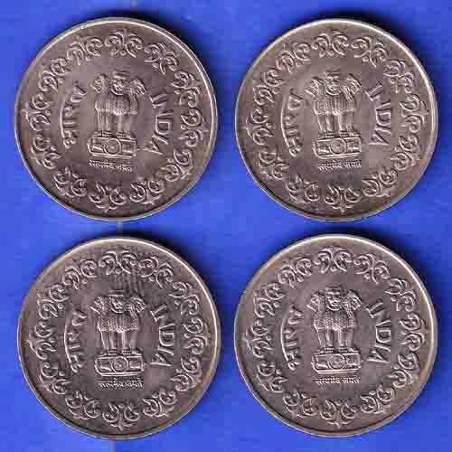 4 Coins Set:-REPUBLIC INDIA 1985 50 PISA COIN ANH3303