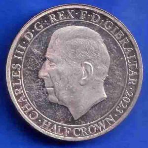 Gibraltar 2023 CHARLES III D.G. REX.F.D. HALF CROWN RARE COIN ANH3404