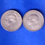 SET OF 2 : REPUBLIC INDIA 50 PAISA 1889-1964 BOMBAY MINT COINS ANH2355