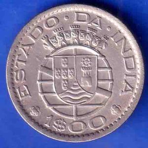 PORTUGUESE INDIA GOA 1 ESCUDO 1959 COIN ANH3356