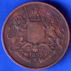 Bombay Presidency 1833 - 1249 Quarter Anna Coin ANH1299