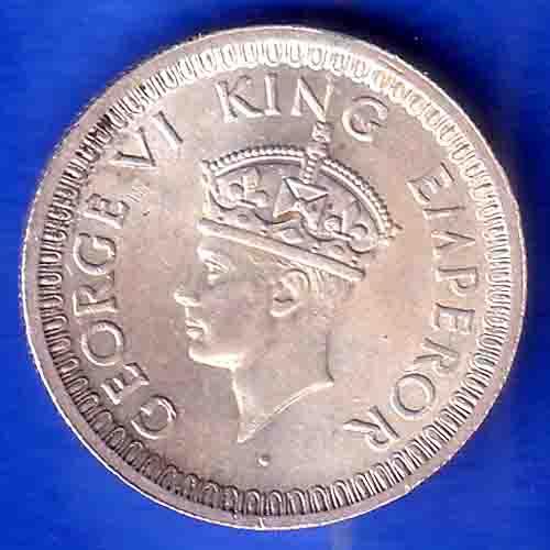 British India 1943 bombay mint  George Vi King Quarter Rupee Coin ANH3396