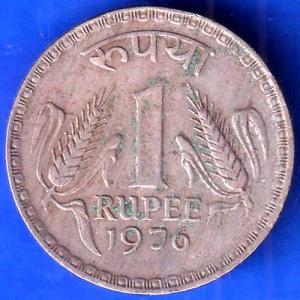 Mule Republic India 1976 One Rupee Coin ANH2146