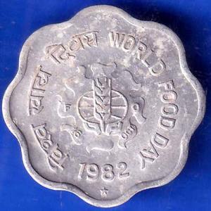 Republic India 1982 Hyderabad Mint World Food Day 10 Paise Coin ANH1710