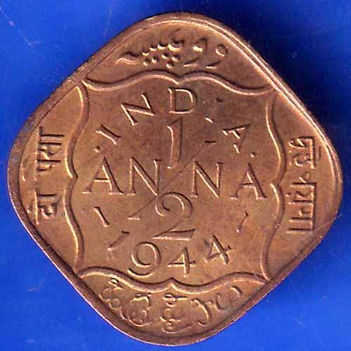British India 1944 George VI King Half Anna Coin ANH2147