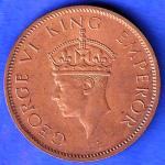 British India 1942 George VI King Emperor One Quarter Anna Copper Coin ANH3289