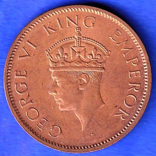 British India 1942 George VI King Emperor One Quarter Anna Copper Coin ANH3289