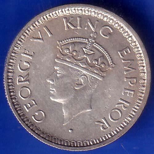 British India 1944 George VI Bombay Mint Quarter Rupee Coin ANH848