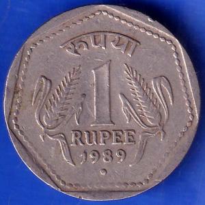 REPUBLIC INDIA 1989 NOIDA MINT ONE RUPEE COIN ANH459