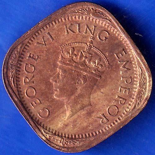 British India 1944 George VI King Half Anna Coin ANH954