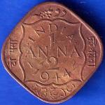 British India 1944 George VI King Half Anna Coin ANH954