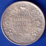 British India 1939 Bombay Mint George Vi Half Rupee coin ANH961