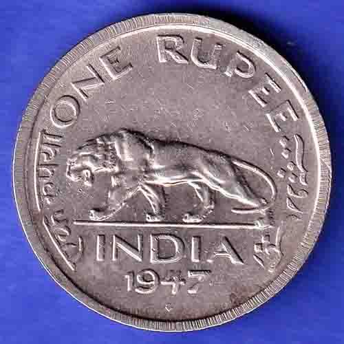 George VI King Emperor 1947 One Rupee Coin HSK607