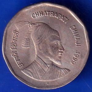 Republic India 1999 Bombay Mint Chhatrapati Shivaji 2 Rupee Coin ANH473