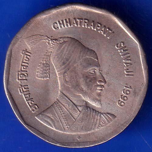 Republic India 1999 Bombay Mint Chhatrapati Shivaji 2 Rupee Coin ANH473