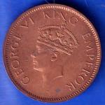 British India 1942 George VI King Emperor One Quarter Anna Coppr Coin ANH1172