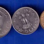 Set of 3 coins republic India 1 rupee, 50 paisa 20 paisa coins ANH1456