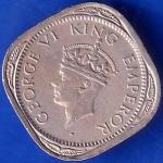 British India 1946 George VI King 1/2 Anna BOMBAY MINT Coin ANH1659