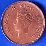 BRITISH INDIA 1939 GORGE VI KING ONE QUARTER ANNA COPPER COIN ANH1857