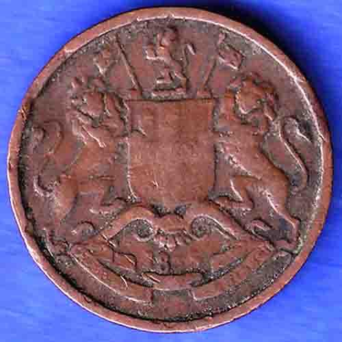 EAST INDIA COMPANY 1835 1/12 anna COPPER COIN HSK157