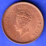 BRITISH INDIA 1940 1/2 PICE GEORGE VI COPPER COIN HSK358