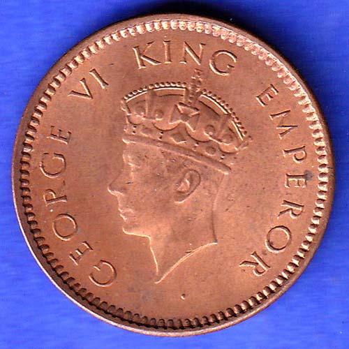 BRITISH INDIA 1940 1/2 PICE GEORGE VI COPPER COIN HSK358