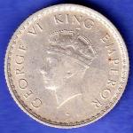 BRITISH INDIA 1939 george vi 1/4 RUPEE SILVER COIN SK706