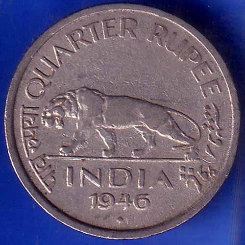 British India 1946 BOMBAY MINT George Vi King Emperor Quarter Rupee Rare Coin ANH1458