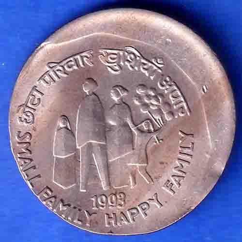 UNC With Luster 2 Rupees Error 1993 Bombay Mint With Diamond Mint ANH3359