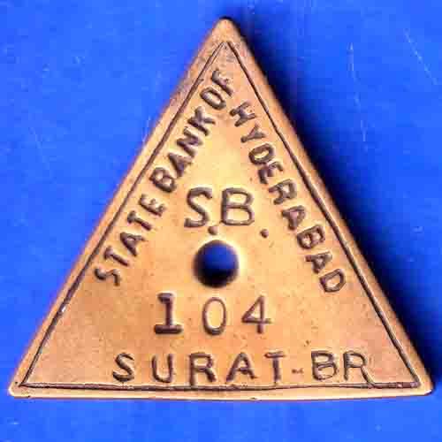 TOKEN:- STATE BANK OF HYDERABAD SURAT-BR. SB104 TOKEN ANH3456
