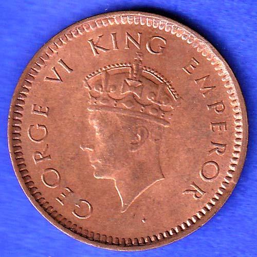 BRITISH INDIA 1940 1/2 PICE GEORGE VI COPPER COIN HSK458