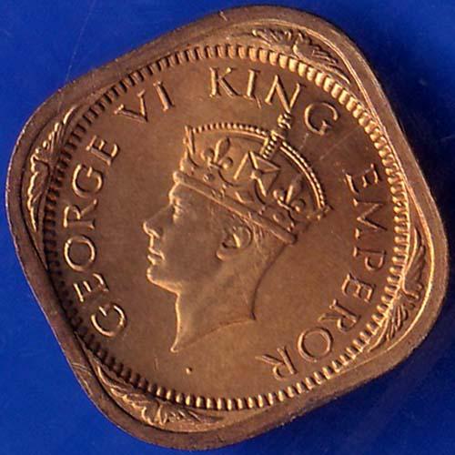 British India 1942 George VI King Half Anna Coin ANH409