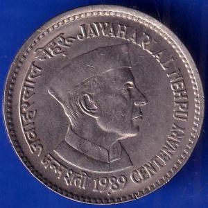 Republic India 1989 Jawaharlal Nehru Centenary 1 Rupee Coin ANH871