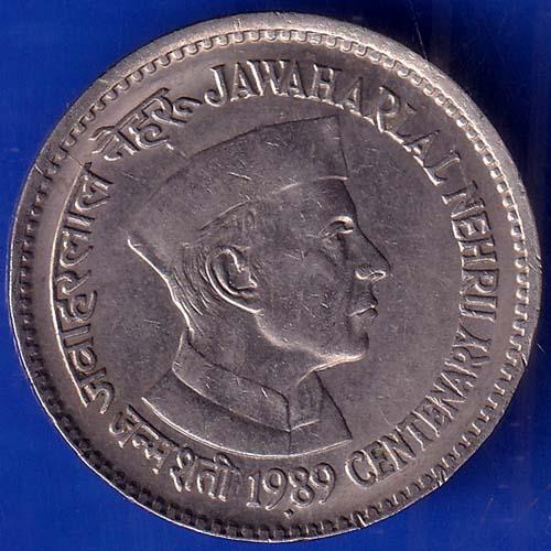 Republic India 1989 Jawaharlal Nehru Centenary 1 Rupee Coin ANH871