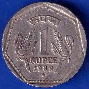 Republic India 1989 Hyderabad Mint One Rupee Coin ANH976