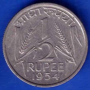 Government of India 1954 half Rupee Coin ANH1180