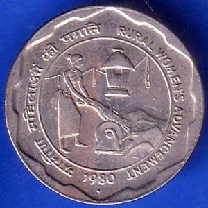 Republic India 1980 Rural Woman Advancement 25 Paisa Bombay mint Coin ANH1742