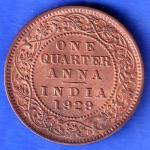 British india 1929 George v one quarter anna copper coin SK1007