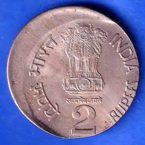 UNC With Luster 2 Rupees Error 1993 Bombay Mint With Diamond Mint ANH3359