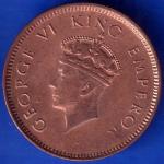 BRITISH INDIA 1939 GORGE VI KING ONE QUARTER ANNA COPPER COIN ANH308