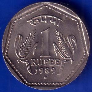 REPUBLIC INDIA 1989 NOIDA MINT ONE RUPEE COIN ANH611