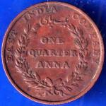 East India Company 1835 One Quarter Anna Copper Coin ANH908
