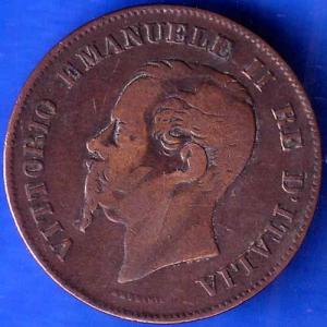 Vittorio Emanuele 1861 II RE D'italia 5 Centesimi  rare coin ANH1307