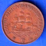 GEORGIVS SEXTVS REX SOUTH AFRICA 1945 SUID AFRIKA 1D RARE COIN ANH3010