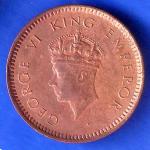 BRITISH INDIA 1940 1/2 PICE GEORGE VI COPPER COIN HSK 8