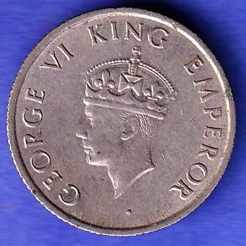 BRITISH INDIA 1946 BOMBAY MINT GEORGE VI KING QUATER RUPEE COIN HSK1012