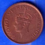 British India 1942 George VI King Emperor One Quarter Anna Coppr Coin ANH1749