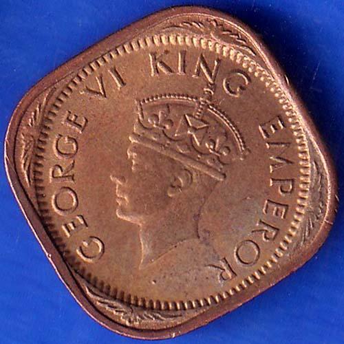 British India 1944 George VI King Half Anna Coin ANH995